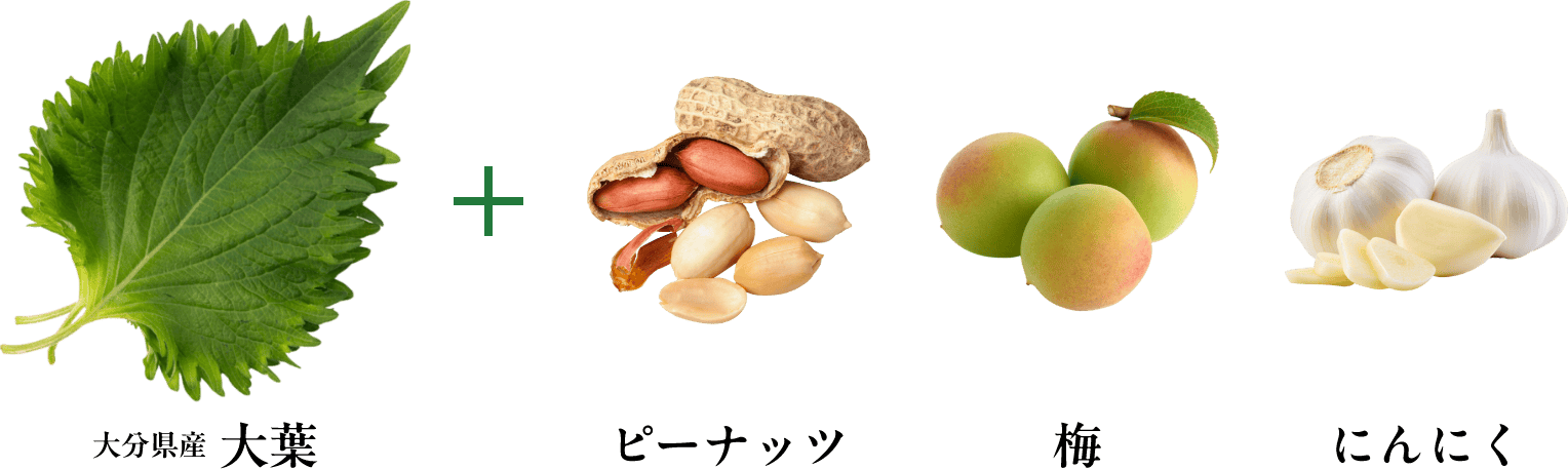 大分県産大葉 + ピーナッツ 梅 にんにく